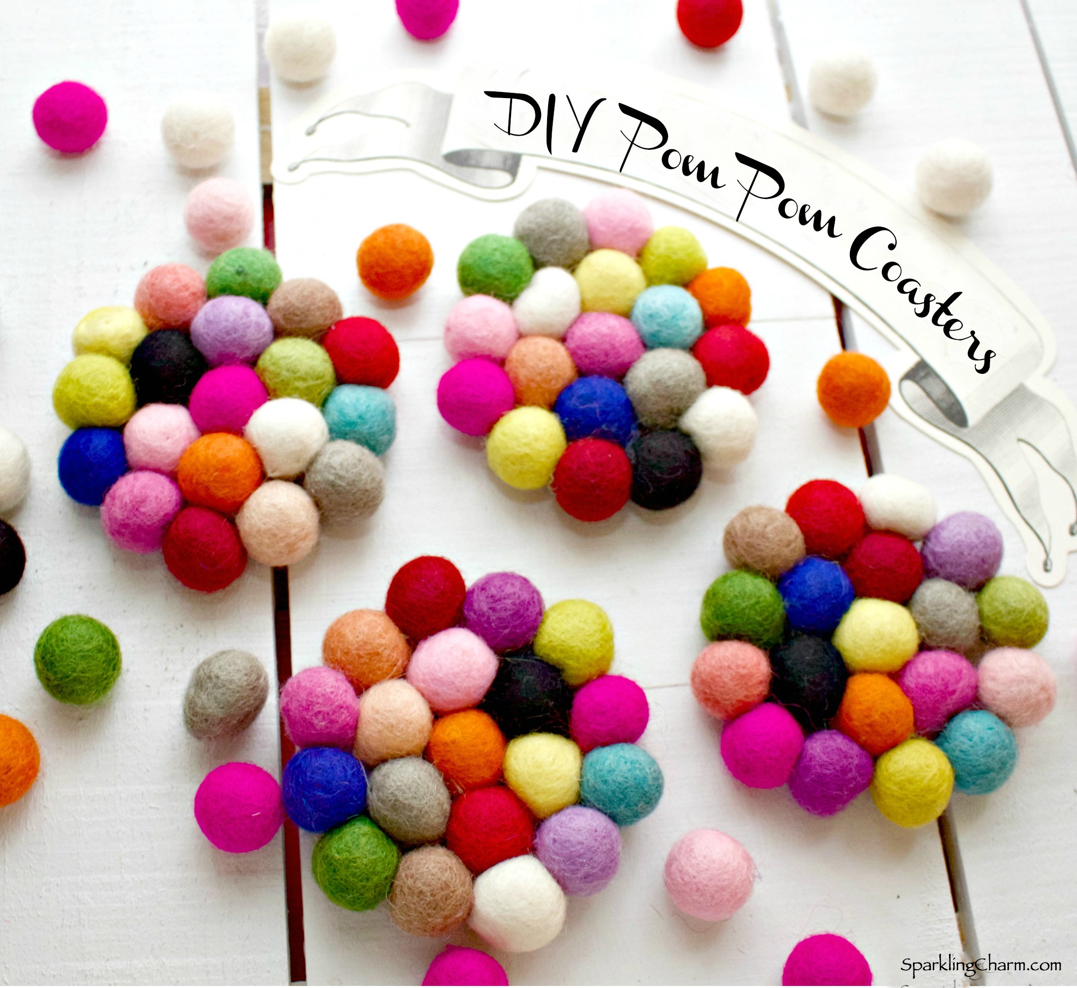 DIY Wool Pom Pom Coasters - Sparkling Charm: Seasonal Recipes And ...