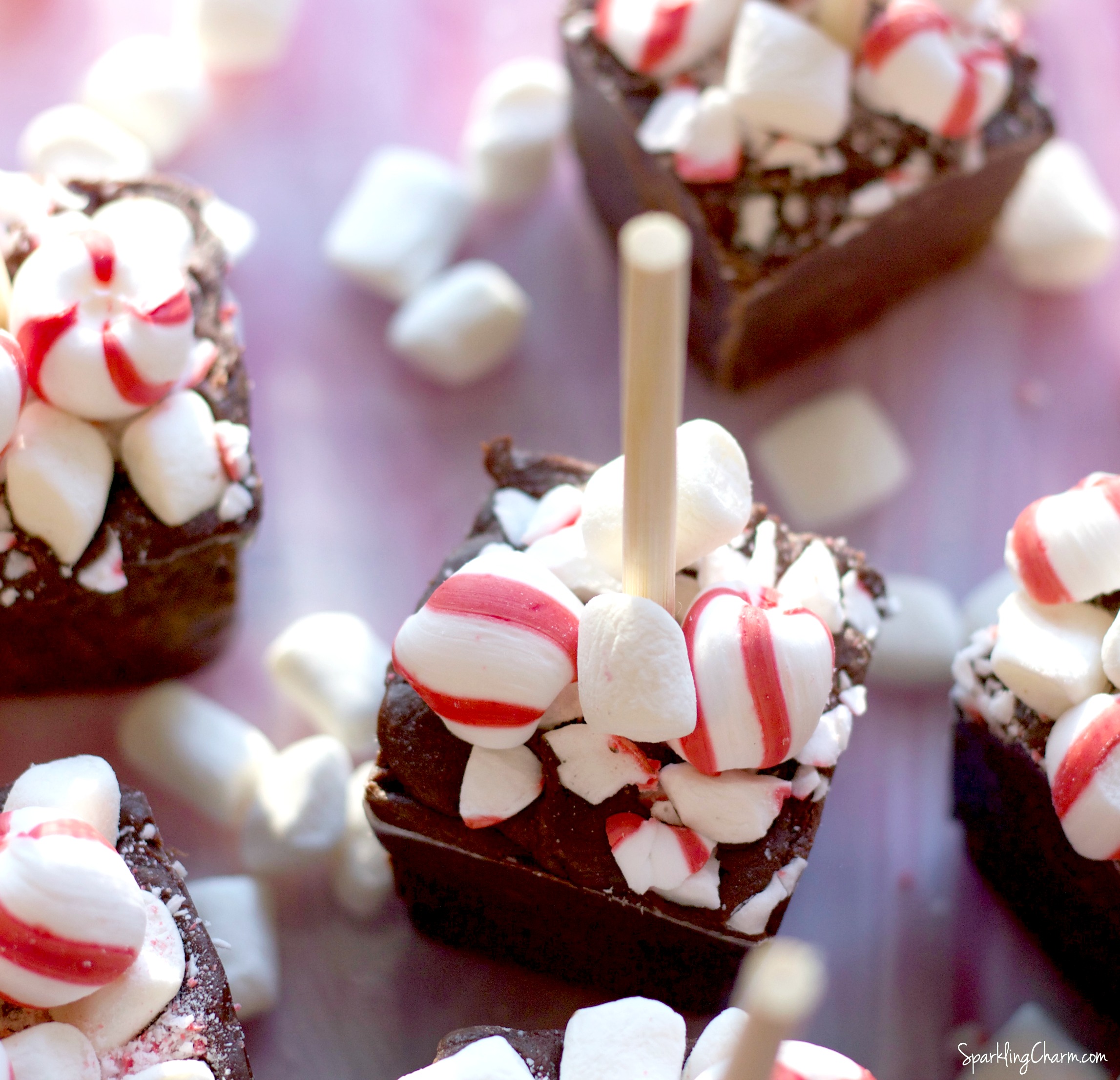 Homemade Peppermint Marshmallow Hot Chocolate Sticks - Sparkling Charm